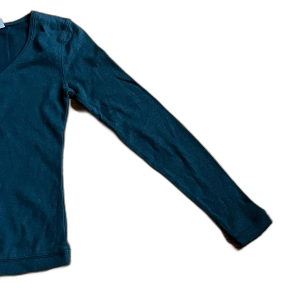BDG Slim Fit Thermal V-Neck Long Sleeve Top Green Size XS - Picture 6 of 10